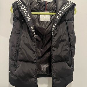 Moncler Black Puffer Vest with Logo Detail